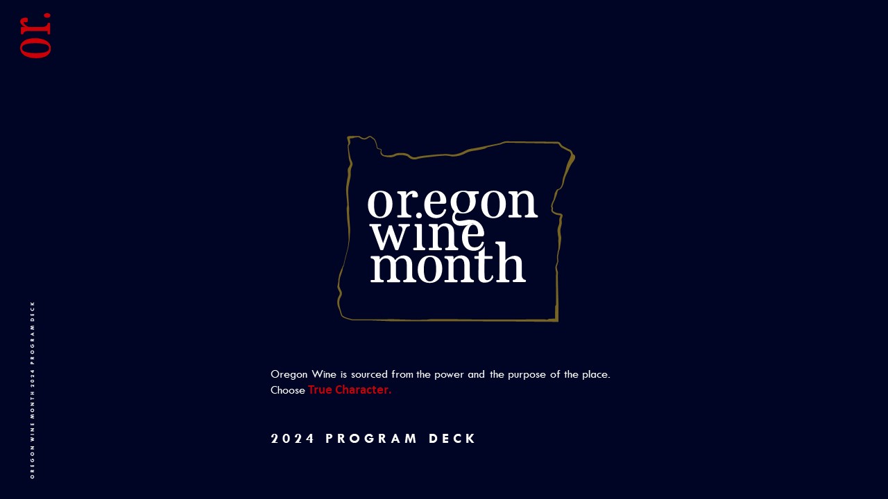 Cover page of Oregon Wine Month 2022 Program Deck
