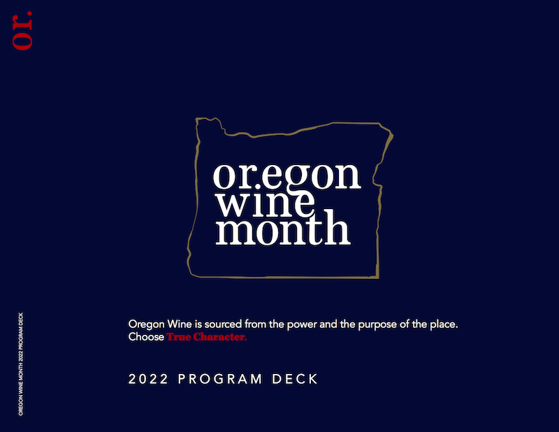 Cover page of Oregon Wine Month 2022 Program Deck